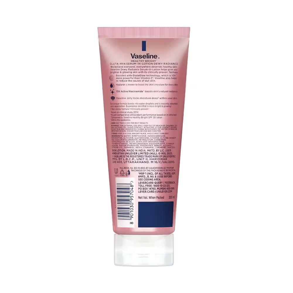 Vaseline Gluta-Hya Dewy Radiance Lotion Bright, Glowing Skin Glutathione Infused Moisturizer