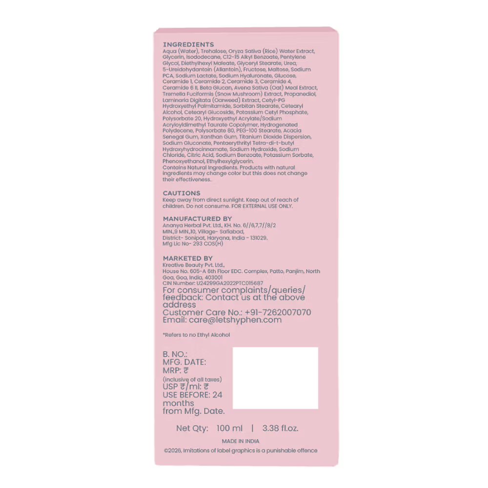 Hyphen 7% Ceramides-NMF Face Toner Essence | 5% Glass Skin Blend with Rice Water
