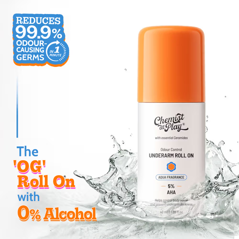 Chemist at Play 5% AHA Underarm Roll On, Lactic Acid Deodrants for Men & Women - Aqua Fragrance