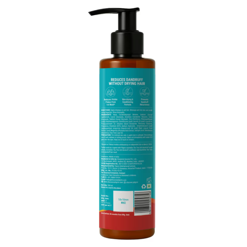 Pilgrim Australian Tea Tree Non-Drying Anti-Dandruff Shampoo For Prevents Dandruff Recurrence
