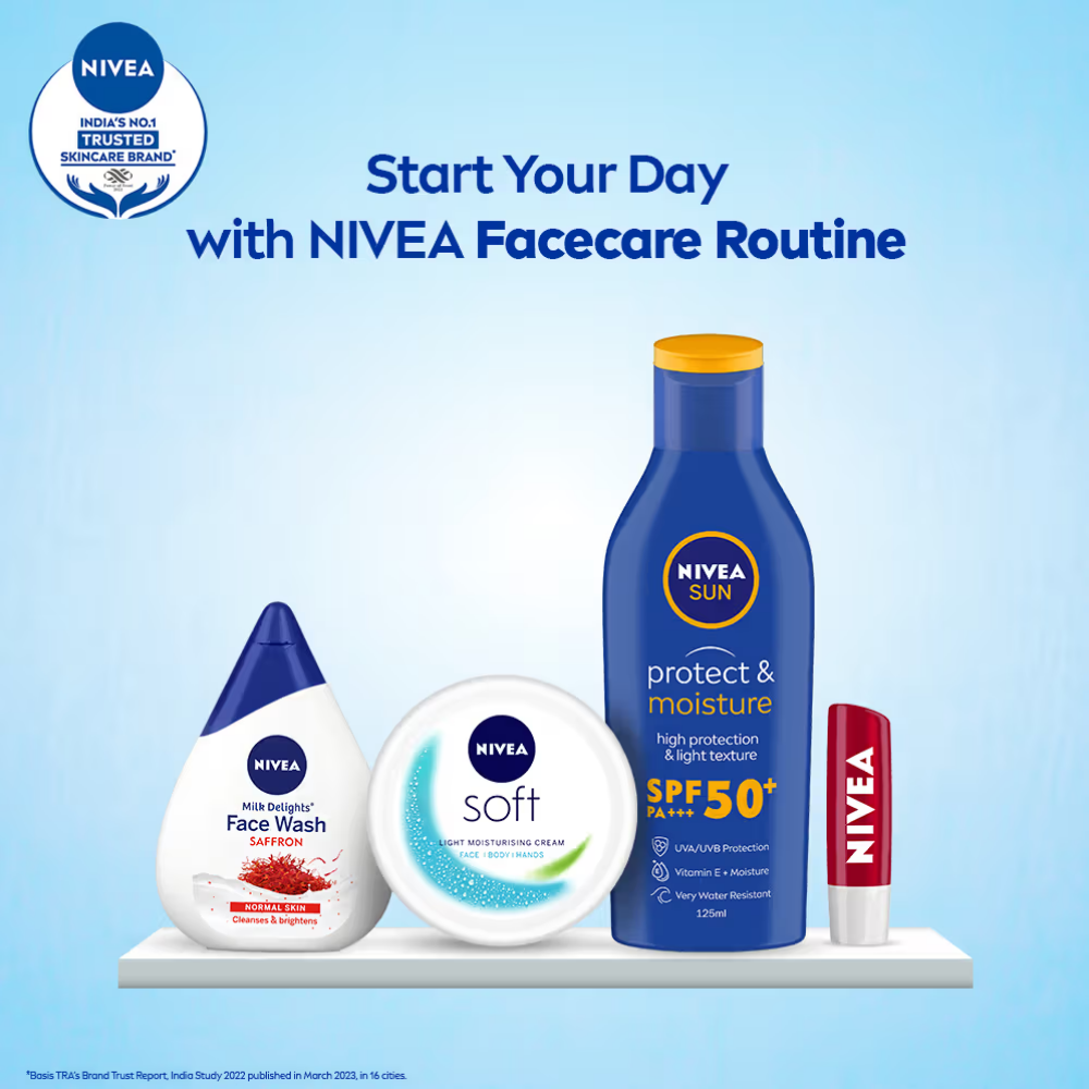 NIVEA SPF 50+ PA+++ Protect & Moisture Sunscreen-No White Cast, With Vitamin C & Hyaluron