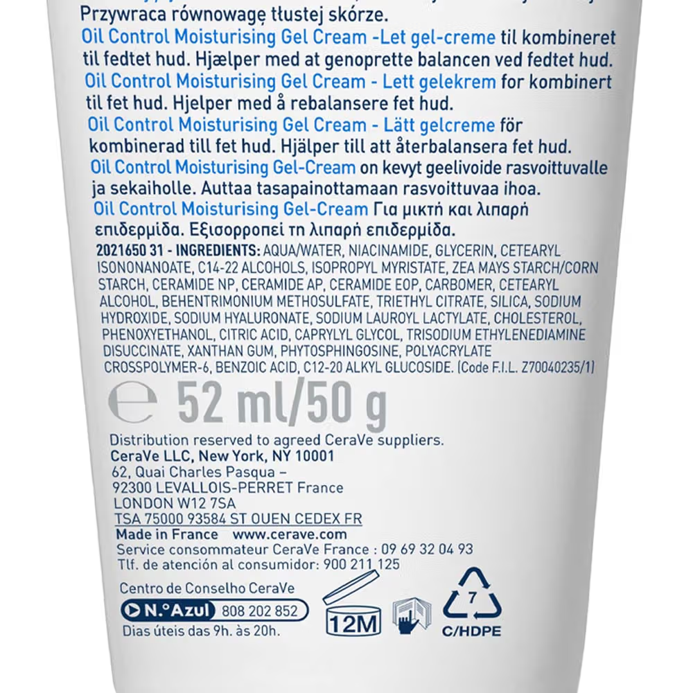CeraVe Oil Control Gel-Cream Lightweight Moisturizer For Oily & Combination Skin With Shine Control