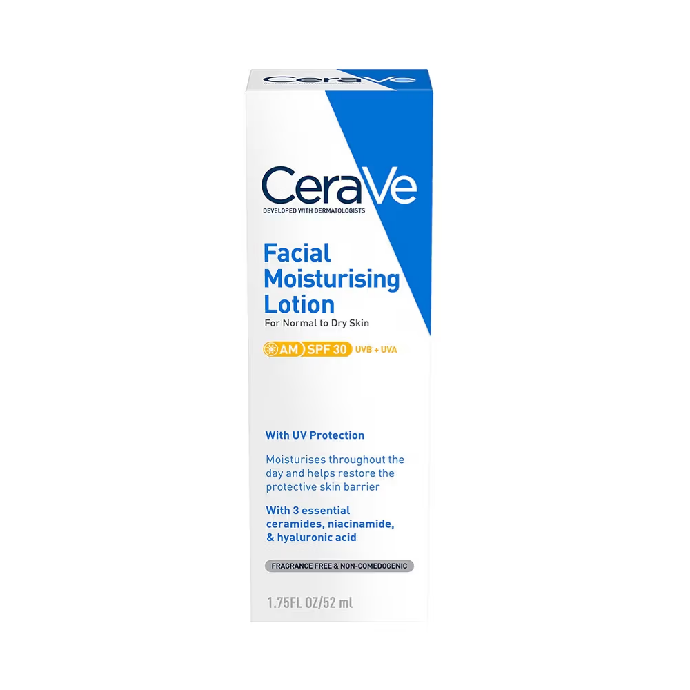 CeraVe AM Facial Moisturizer With Sunscreen SPF 30 UVB + UVA, Dermatologist Recommended Day Cream