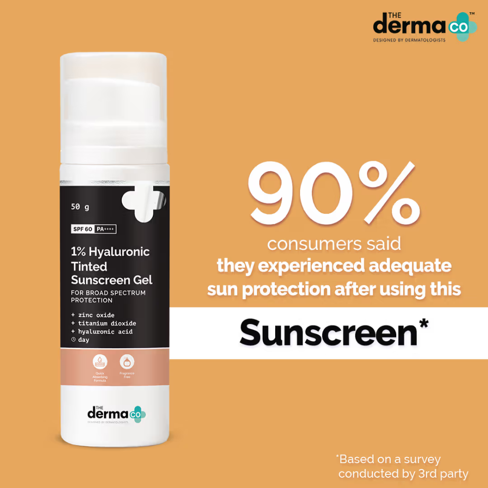 The Derma Co 1% Hyaluronic Tinted Sunscreen Gel For Broad Spectrum Protection SPF 60 PA++++