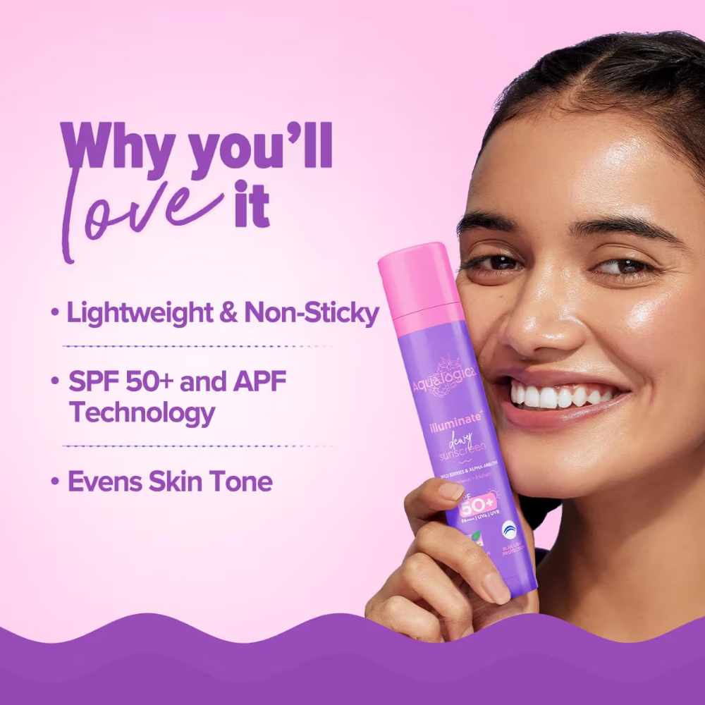 Aqualogica Sunscreen & Vanilla Perfume Mist Combo Protects Skin with SPF 50+ & Refreshing Fragrance