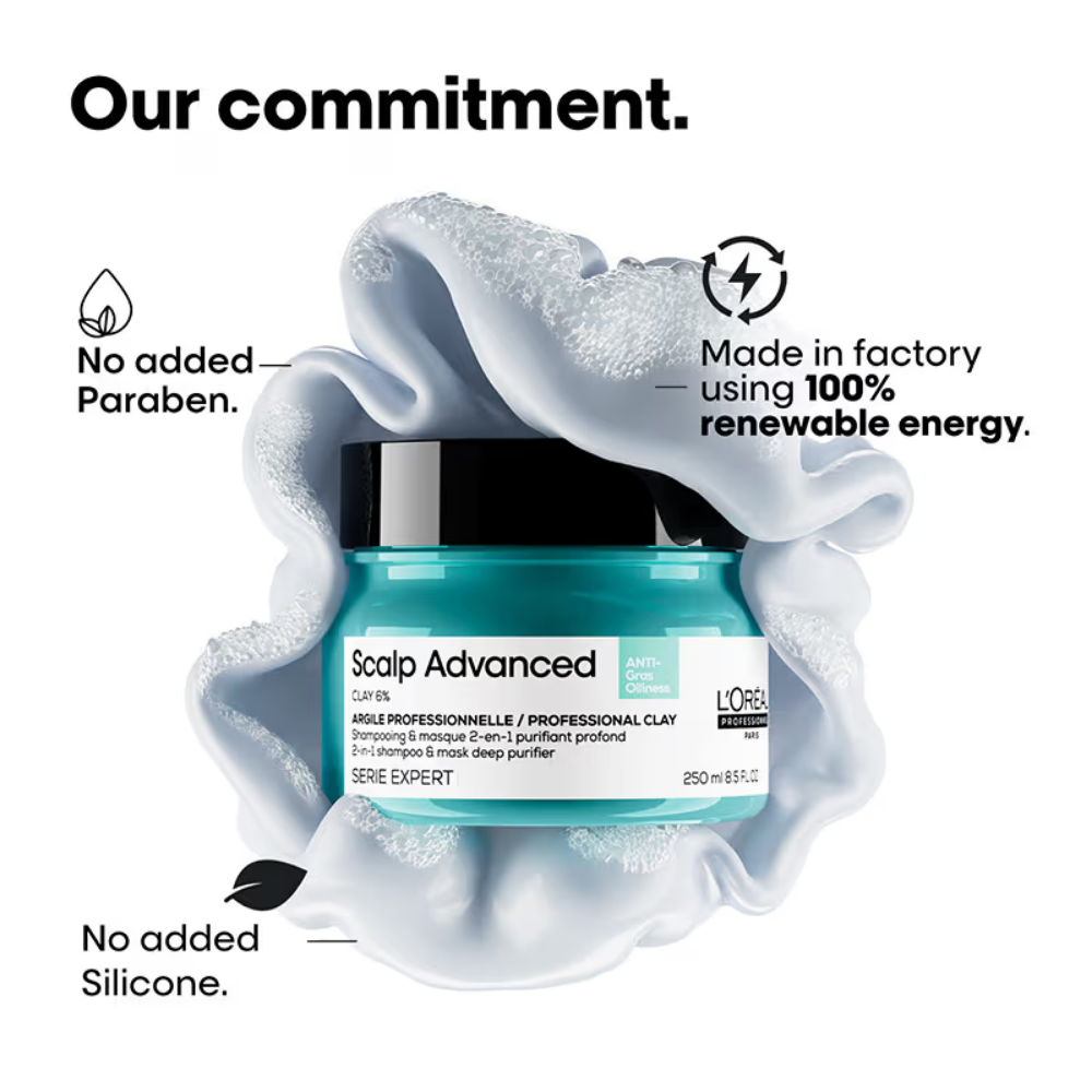 L'Oreal Professionnel Scalp Advanced Anti-Dandruff Shampoo+ Anti-Oiliness 2-In-1 Deep Purifier Clay