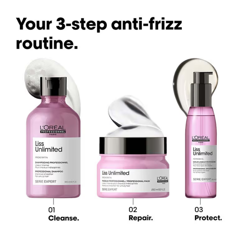 L'Oreal Professionnel Liss Unlimited Shampoo, Hair Mask & Hair Serum Combo For Frizzy Hair