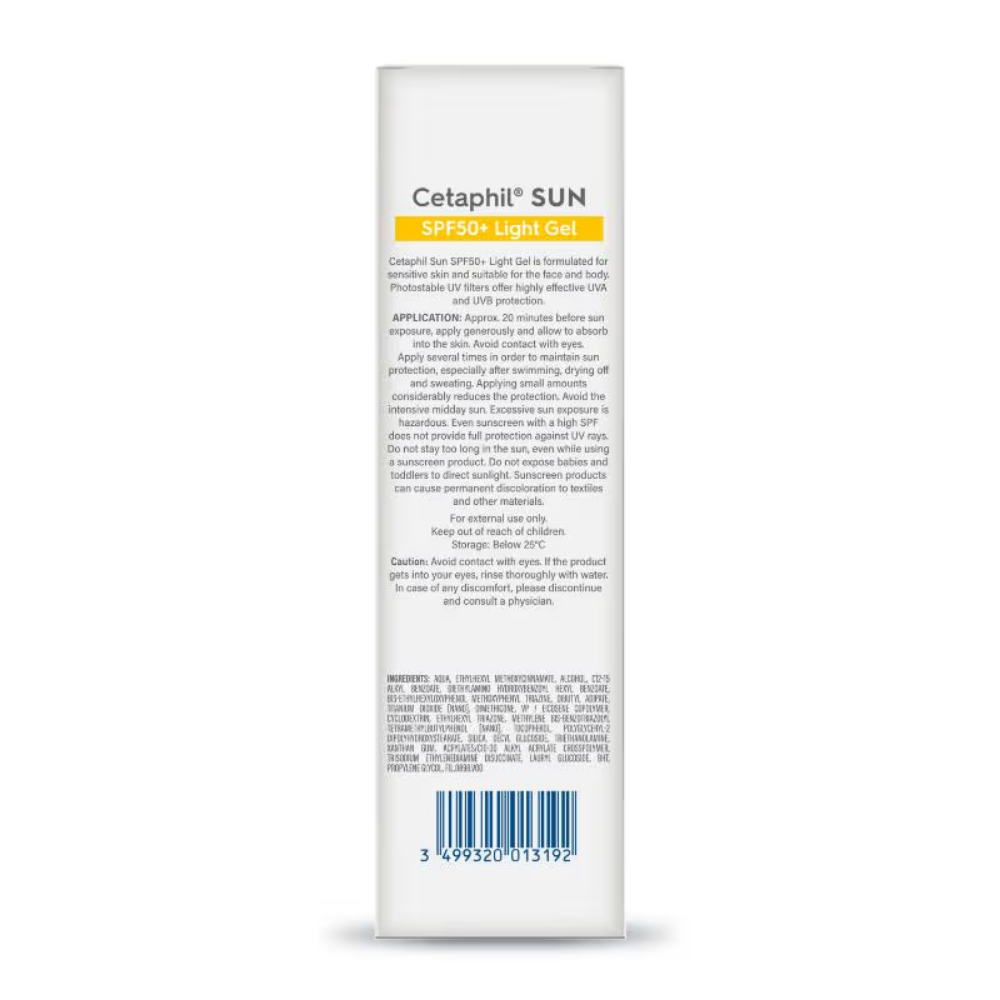 Cetaphil Sun SPF 50+ Light Gel Very High Protection Mineral Base for All Skin Types, Sensitive Skin