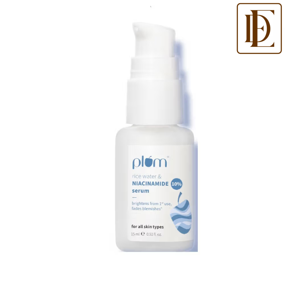 Plum 10% Niacinamide Brightening Face Serum with Rice Water, Fades Acne Marks, for Oily to Dry Skin