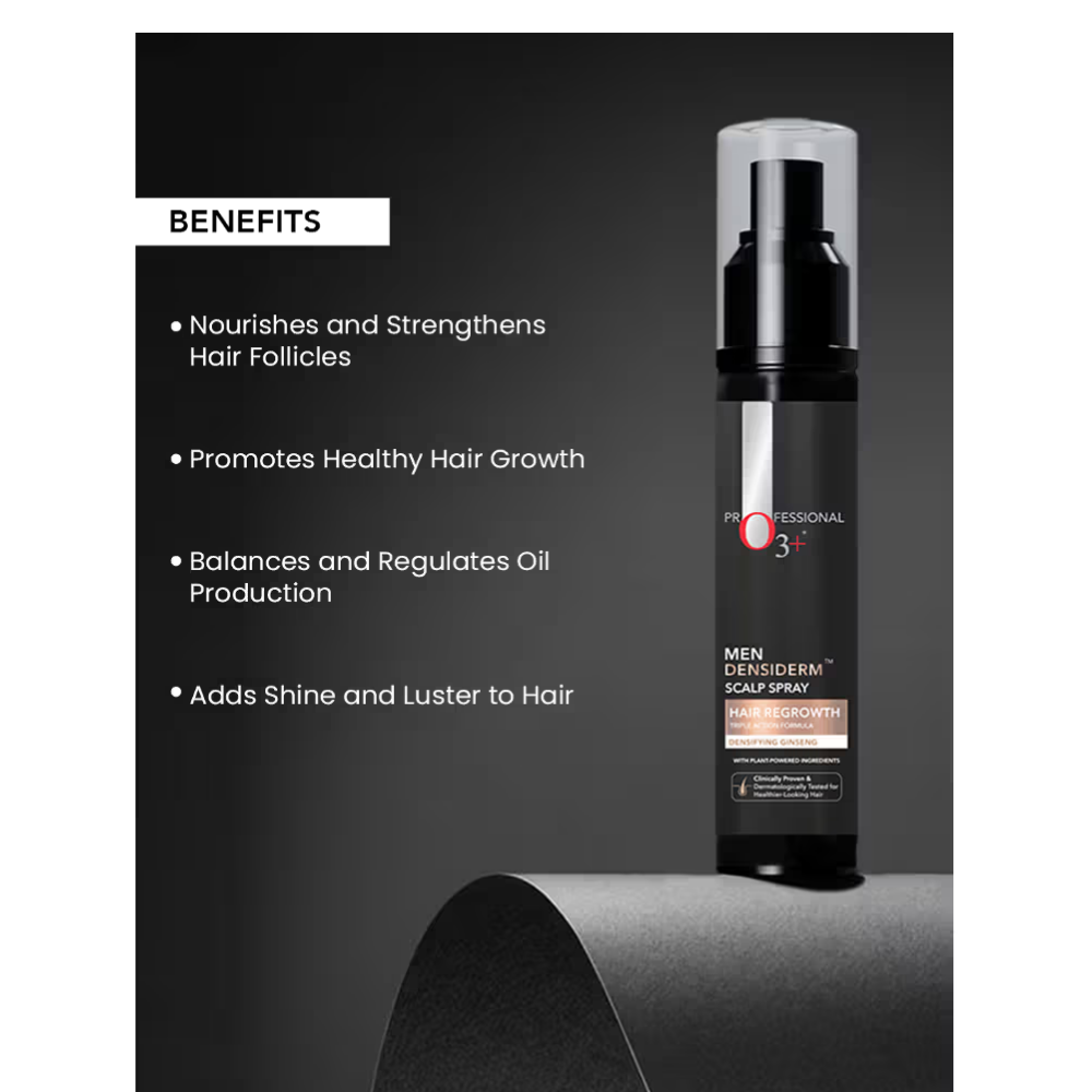 O3+ Men Densiderm Hair Growth Scalp Serum Spray For Anti Hair Loss With Ginseng