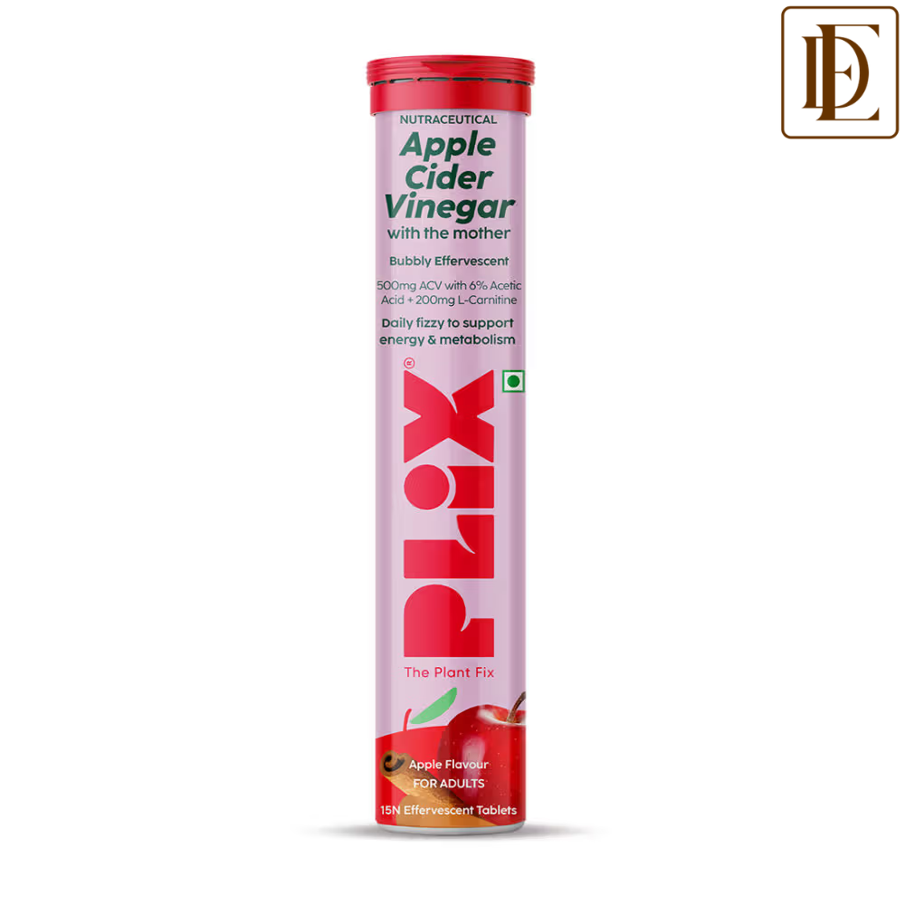 Plix ACV Apple Cider Vinegar L-carnitine Effervescent Tablets Convert Fat Into Energy Vit B6 & B12