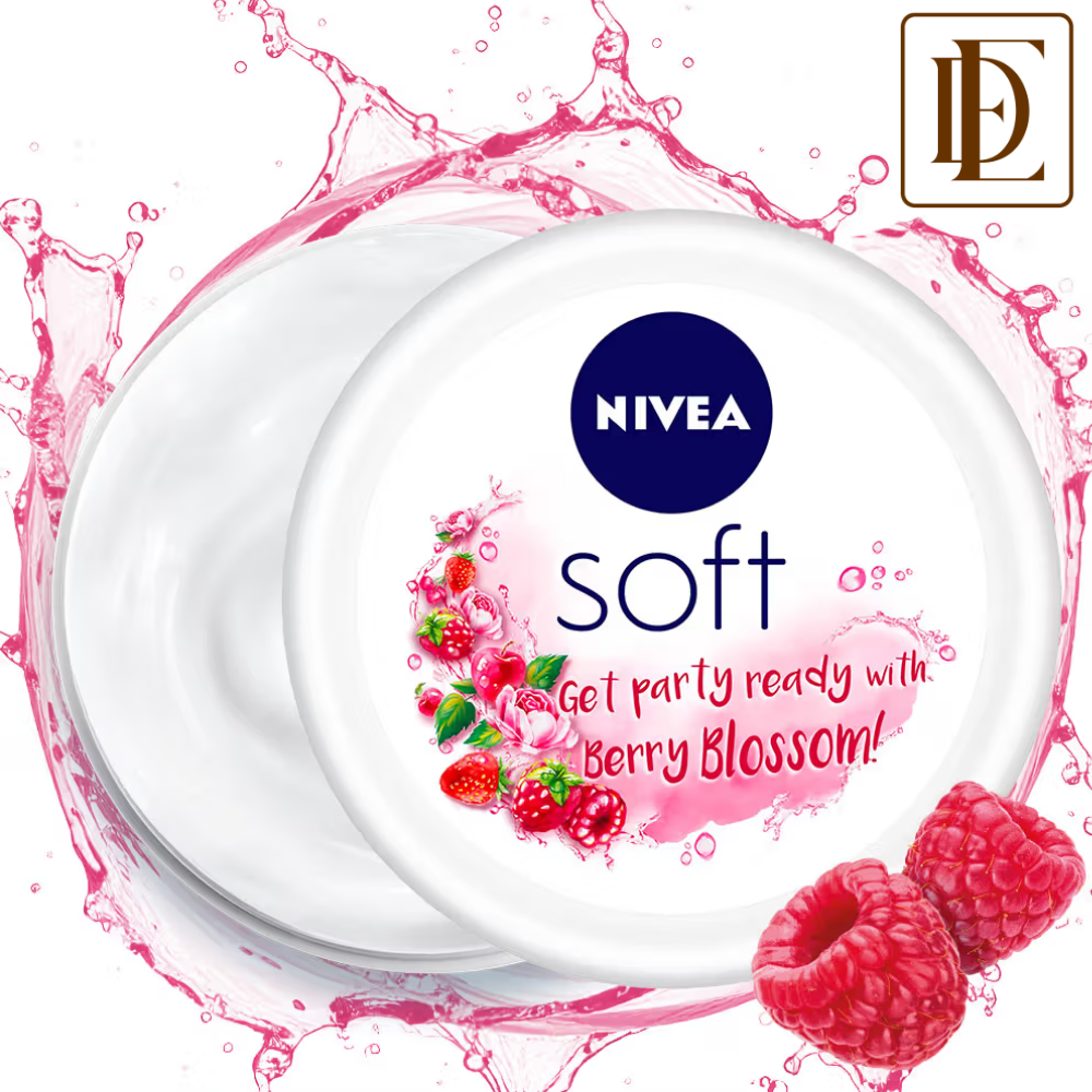 NIVEA SOFT Light cream with Vit E, Jojoba oil & Berry fragrance for Non-sticky, Soft & Hydrated skin