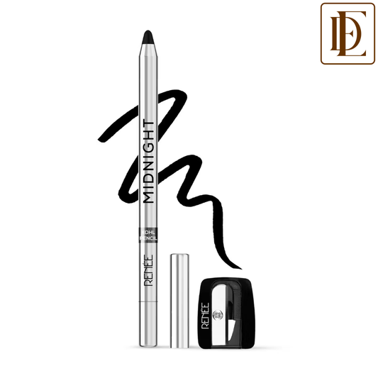 RENEE Midnight Kohl Kajal With Sharpener,Waterproof,Smudge-Proof & Lasts Up To 24 Hours- Black