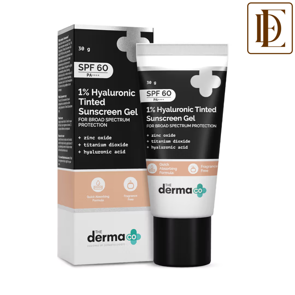The Derma Co 1% Hyaluronic Tinted Sunscreen Gel For Broad Spectrum Protection SPF 60 PA++++
