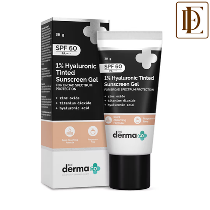 The Derma Co 1% Hyaluronic Tinted Sunscreen Gel For Broad Spectrum Protection SPF 60 PA++++
