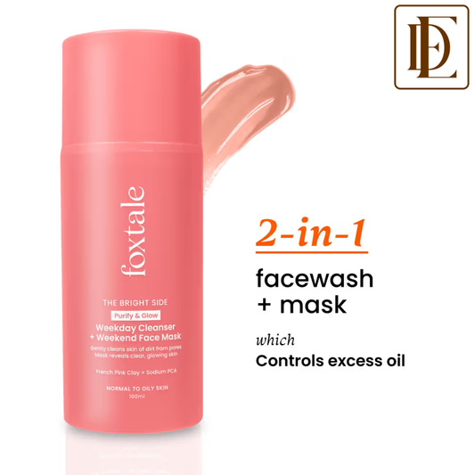 Foxtale Purify & Glow Cleanser + Mask With French Pink Clay & Sodium