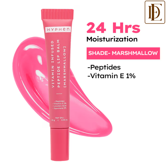 Hyphen Tinted Lip Balm - Marshmallow, 1% Vit E, 2% Squalane & Peptides, Brightens & Moisturizes