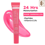 Hyphen Tinted Lip Balm - Marshmallow, 1% Vit E, 2% Squalane & Peptides, Brightens & Moisturizes