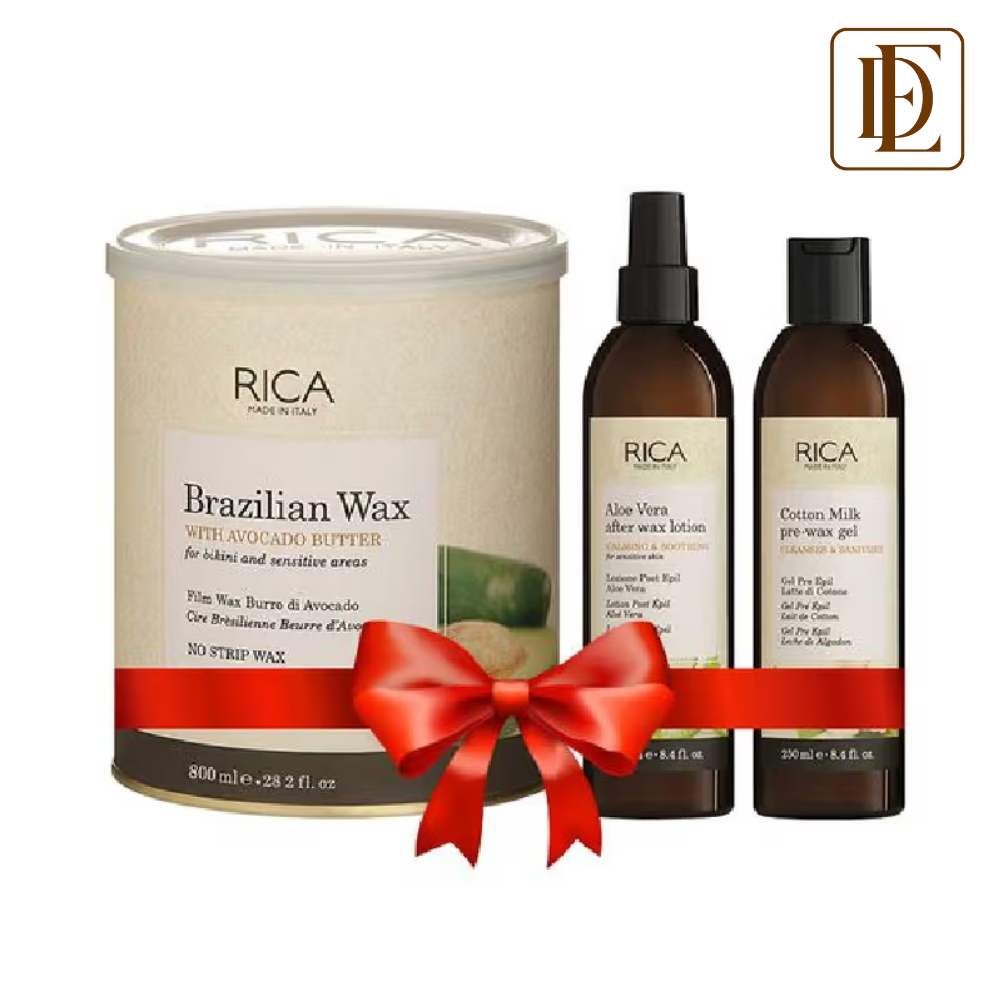 Rica Brazilian Wax with Pre and Post (Cotton Milk Pre and Aloe Vera After Wax Lotion) Combo