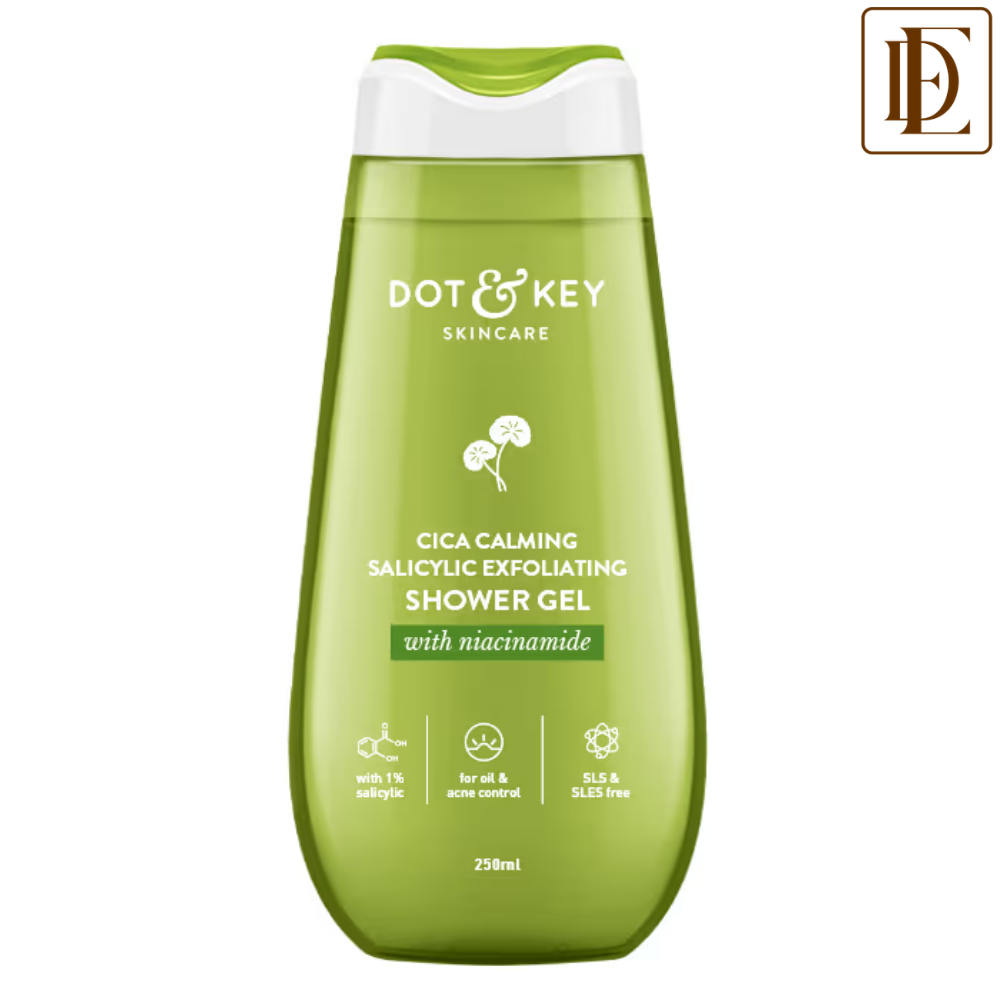 Dot & Key Cica Calming Salicylic Exfoliating Shower Gel, With Niacinamide, Acne & Oil Control