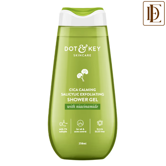Dot & Key Cica Calming Salicylic Exfoliating Shower Gel, With Niacinamide, Acne & Oil Control