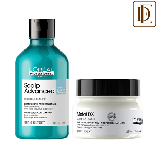 L'Oreal Professionnel Scalp Advanced Anti-Dandruff Dermo-Clarifier Shampoo + Metal Dx Hair Mask