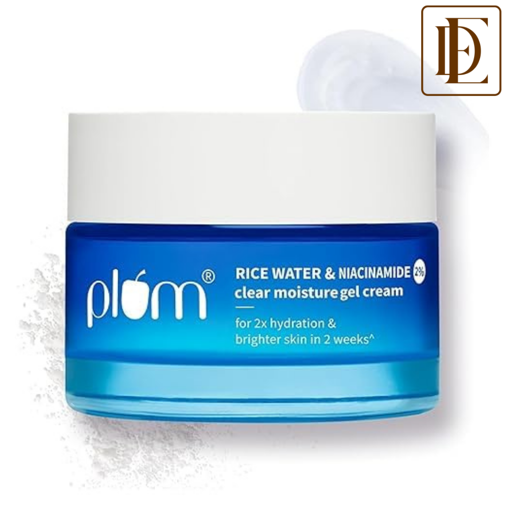 Plum 2% Niacinamide & Rice Water Moisturiser - Lightweight Gel Cream For Oil-Free Hydration