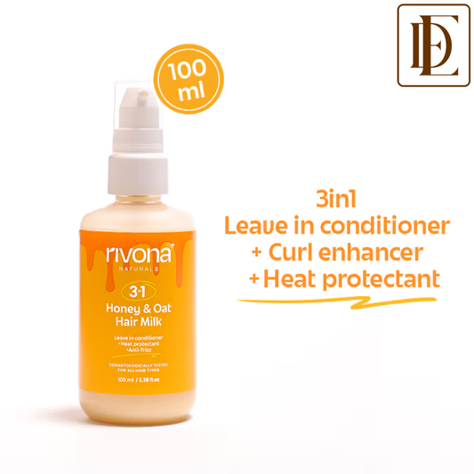 Rivona Naturals 3 In 1 Honey & Oat Hair Milk Leave-In Conditioner + Heat Protectant + Anti-Frizz