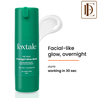 Foxtale Overnight Glow Mask With 4% Glycolic Acid & 3% Lactic Acid For Overnight Salon Like Glow AHA + PHA + Provitamin B5