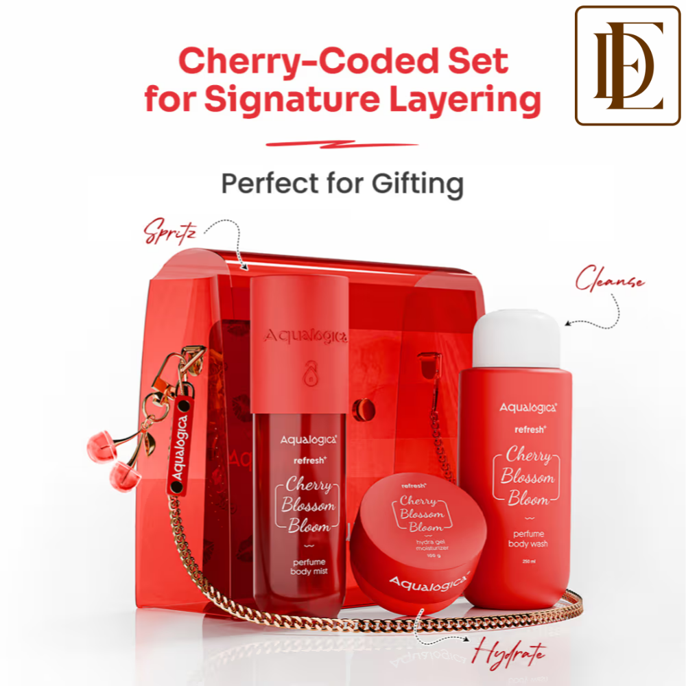 Aqualogica Cherry Blossom Bloom: Body Wash, Hydra Gel, Mist + Sling Bag & Charms Hot Girl Essentials