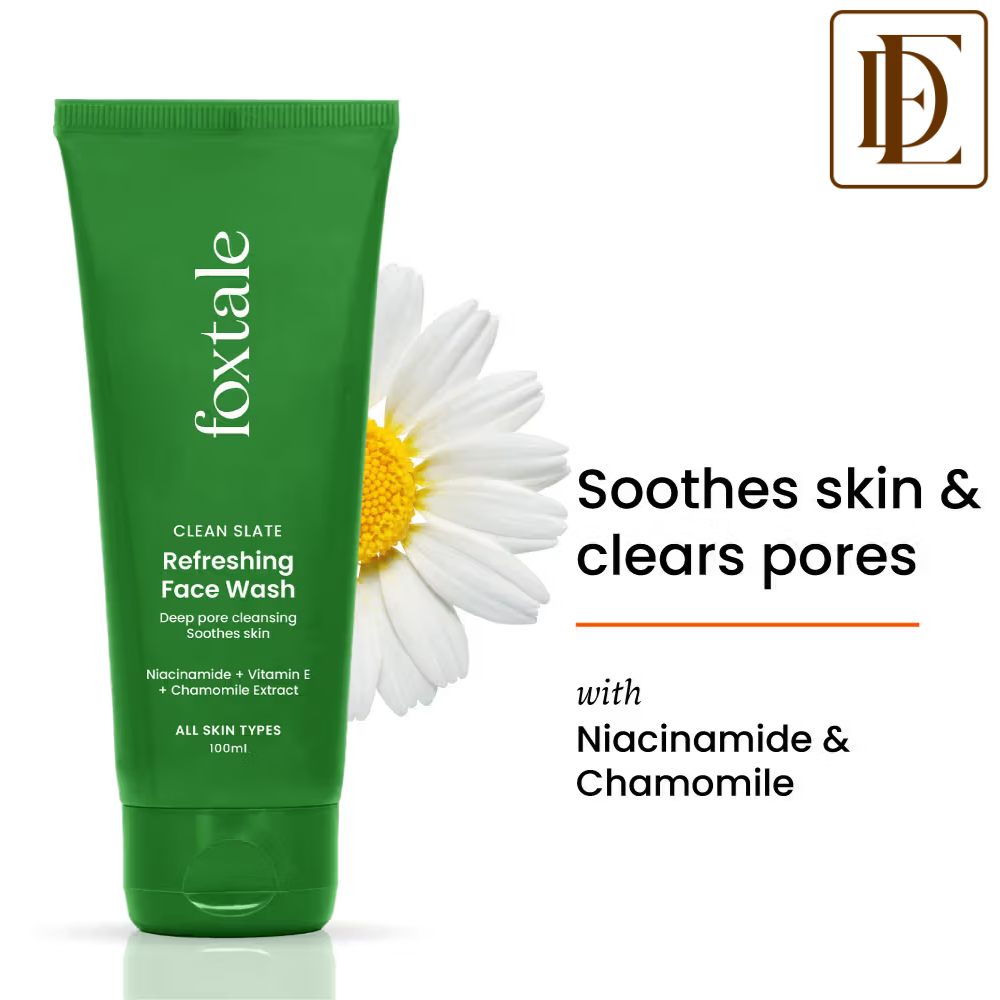 Foxtale Refreshing Face Wash with Niacinamide & Vitamin E, Deeply Cleans Pores and Soothes Skin