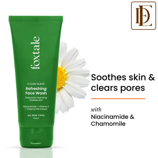 Foxtale Refreshing Face Wash with Niacinamide & Vitamin E, Deeply Cleans Pores and Soothes Skin