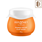 Dot & Key Mango Detan Clay Mask, With Alpha-Arbutin & Niacinamide, Clear Tan, Easy to Rinse Formula