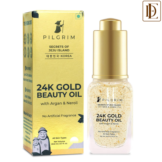 Pilgrim 24K Gold Beauty Oil for glowing skin, deep nourishing, anti aging, make up primer
