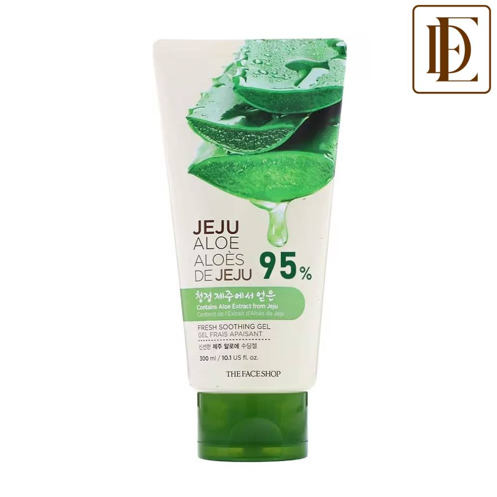 The Face Shop Jeju Aloe Fresh Soothing Gel Tube, Pure Non Sticky Aloe Gel For Body, Face & Hair
