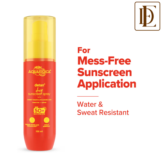 Aqualogica Detan+ Dewy Sunscreen Spray Spf 50+ Pa++++ Oxybenzone Free For All Skin Types