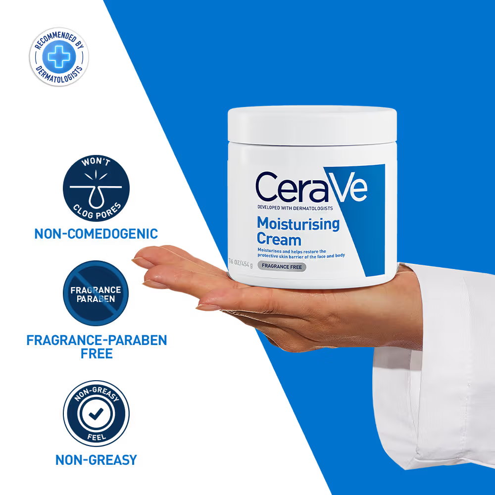 CeraVe Moisturizer For Dry Skin, Barrier Repair Cream with Ceramides, Dermatologist recommended