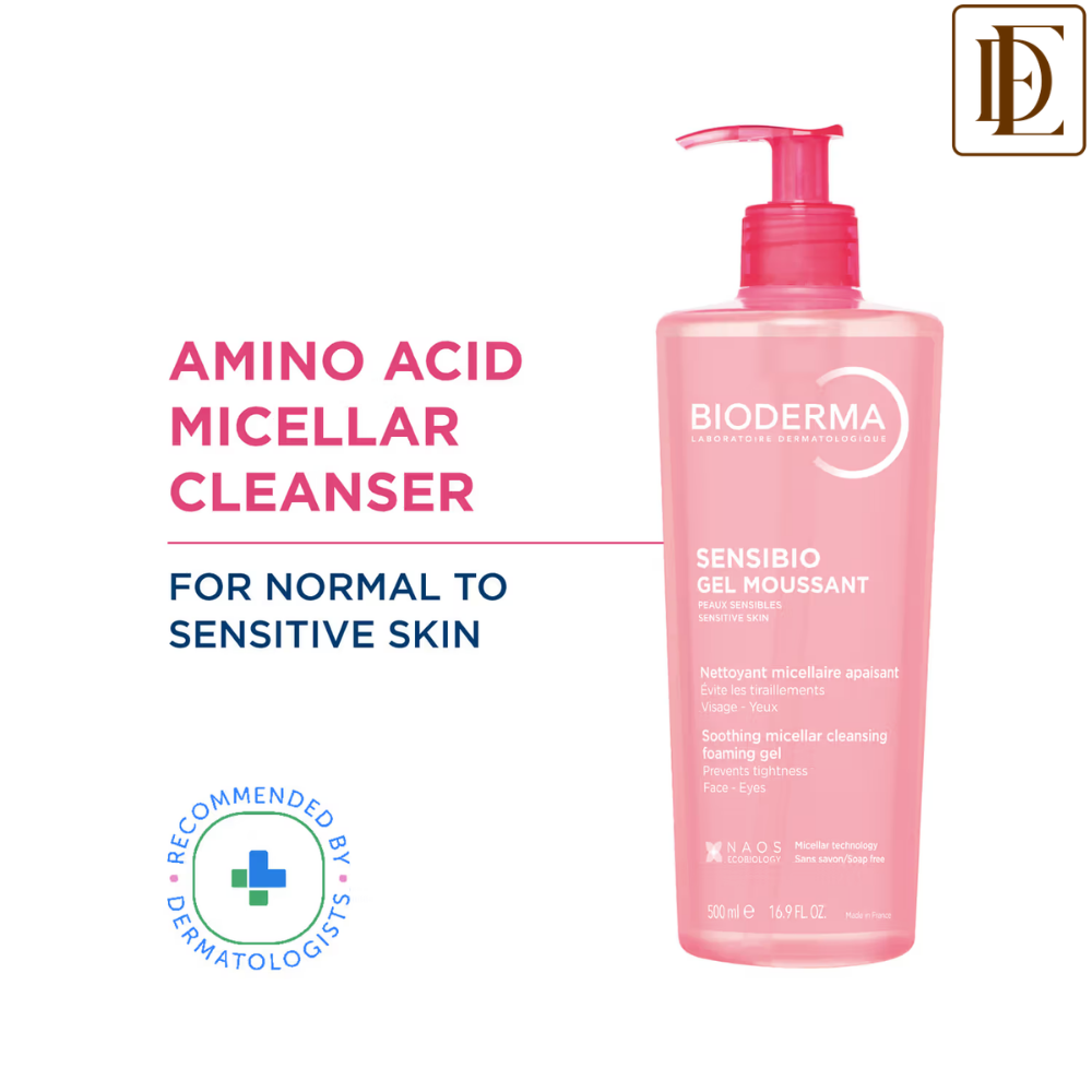 Bioderma Sensibio Gel Moussant SLS Free Cleanser With Vitamin E-24h Hydration-Micellar Gel