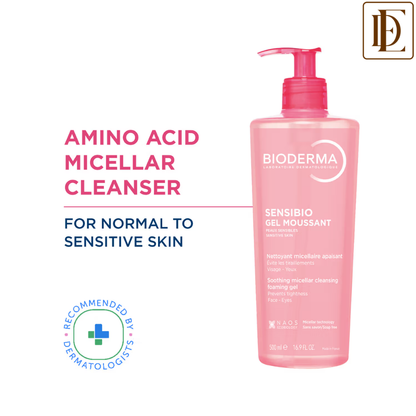 Bioderma Sensibio Gel Moussant SLS Free Cleanser With Vitamin E-24h Hydration-Micellar Gel