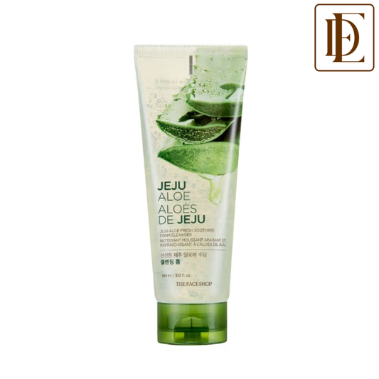 The Face Shop Jeju Aloe Fresh Soothing Foam Cleanser, Gel To Foam Hydrating & Cooling Face Wash