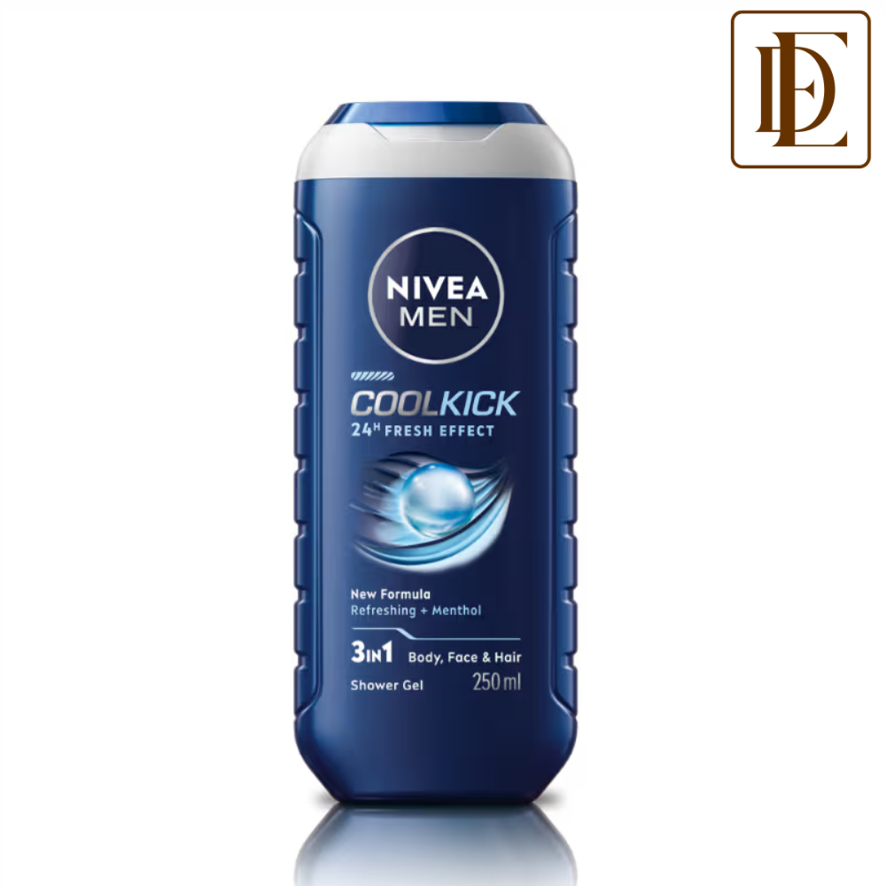 NIVEA MEN Body Wash, Cool Kick with Refreshing Icy MENthol, Shower Gel for Body, Face & Hair