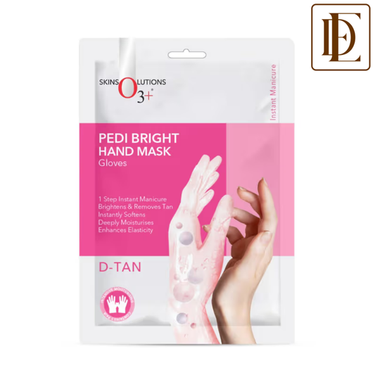 O3+ Pedi Bright Hand Mask Gloves for Instant Manicure - Brightens, Hydrates & Removes Tan