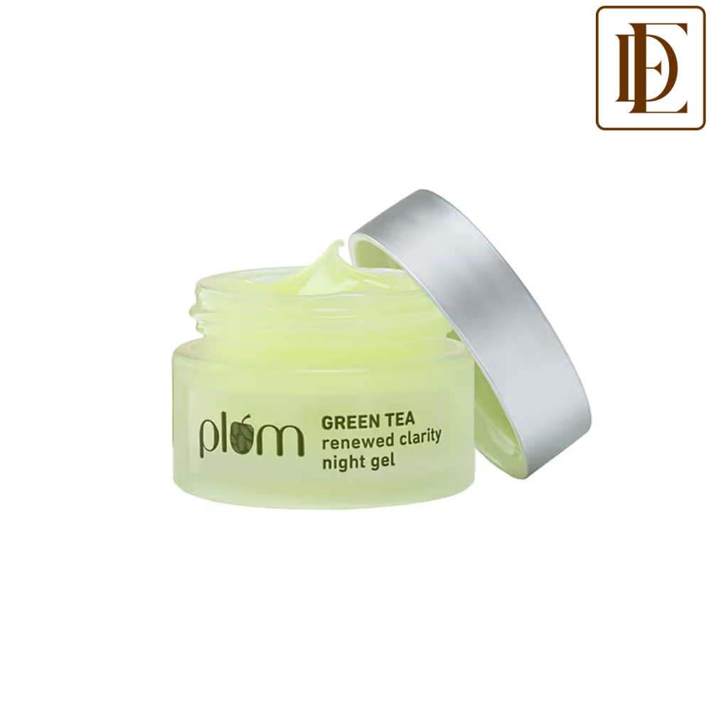 Plum Green Tea Night Gel Cream With Glycolic Acid, Fights Acne For Clear,Oil-Free,YouthfulSkin