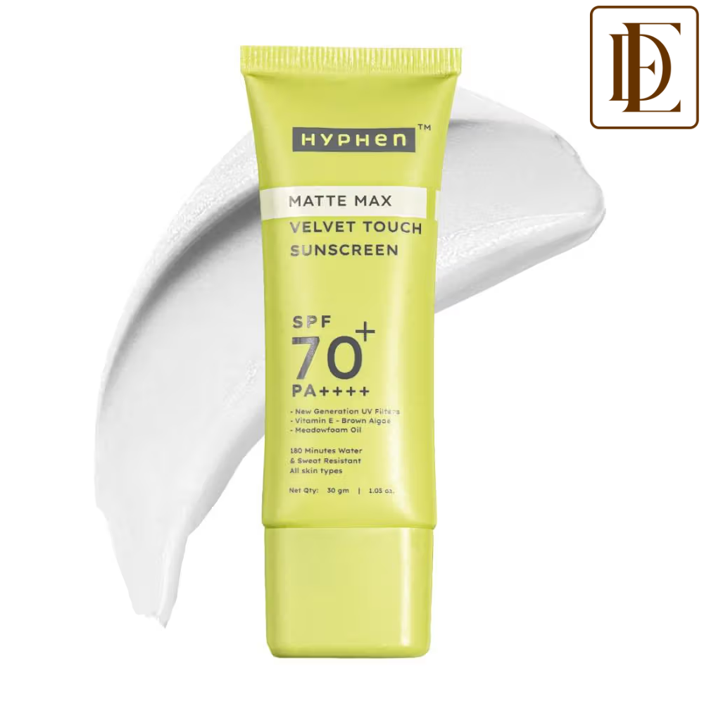 Hyphen Matte Max Velvet Touch Sunscreen SPF70+PA++++ Sweat & Water Resistant 12hr UV Protection