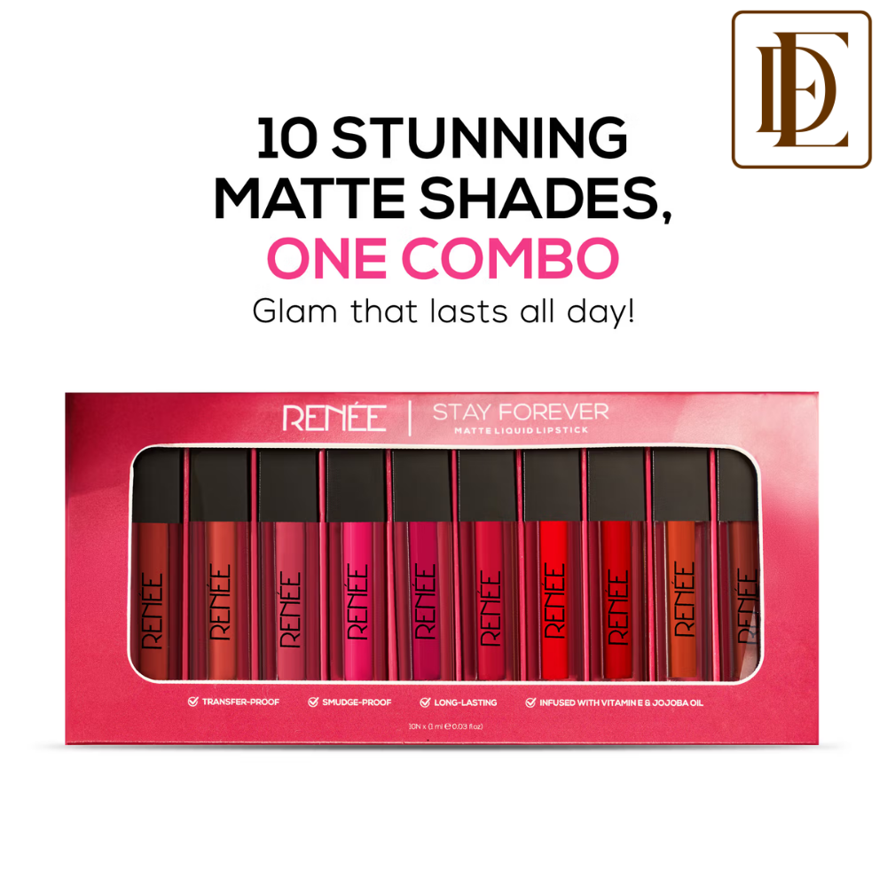 RENEE Stay Forever Matte Liquid Lipstick Gift Set For Women, Waterproof & Smudge-Proof