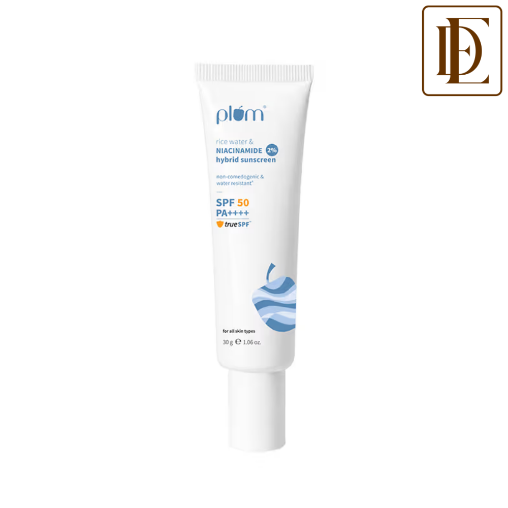 Plum 2% Niacinamide & Rice Water SPF 50 PA+++ Sunscreen - Fades Tan, For Oily To Dry Skin Type
