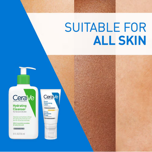 CeraVe Hydrating Facewash & AM Moisturizing Lotion with SPF 30 Combo - Morning Regime