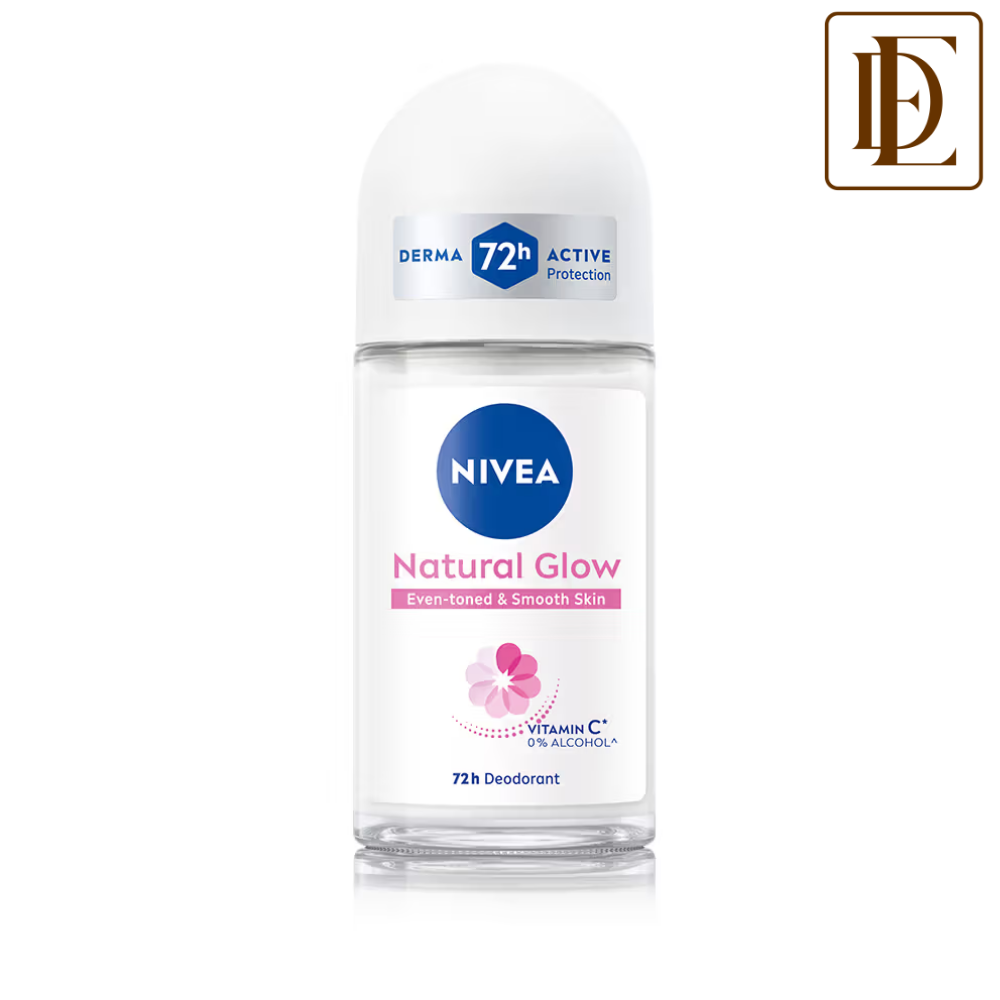 NIVEA Natural Glow Even Toned Vit C & 0% Alcohol Deo Underarm Roll On 72Hr Active Protection