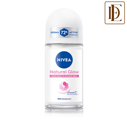 NIVEA Natural Glow Even Toned Vit C & 0% Alcohol Deo Underarm Roll On 72Hr Active Protection