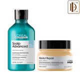 L'Oreal Professionnel Scalp Advanced Anti-Dandruff Dermo-Clarifier Shampoo+ Absolut Repair Hair Mask